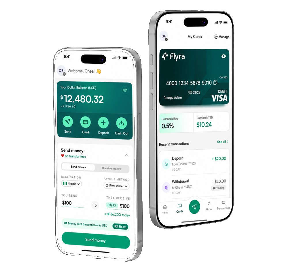Flyra app — send money and manage your Flyra card